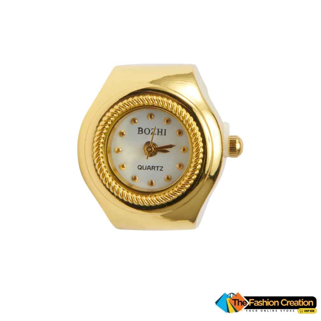 Stunning Gold Finger Ring Watch For Women