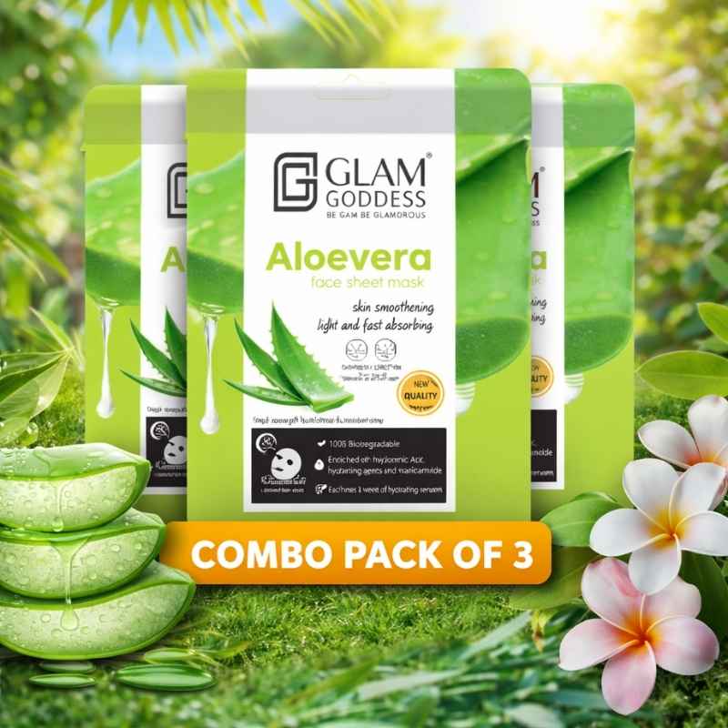 Glam Goddess Aloe Vera Face Sheet Mask With 3 Combo Pack