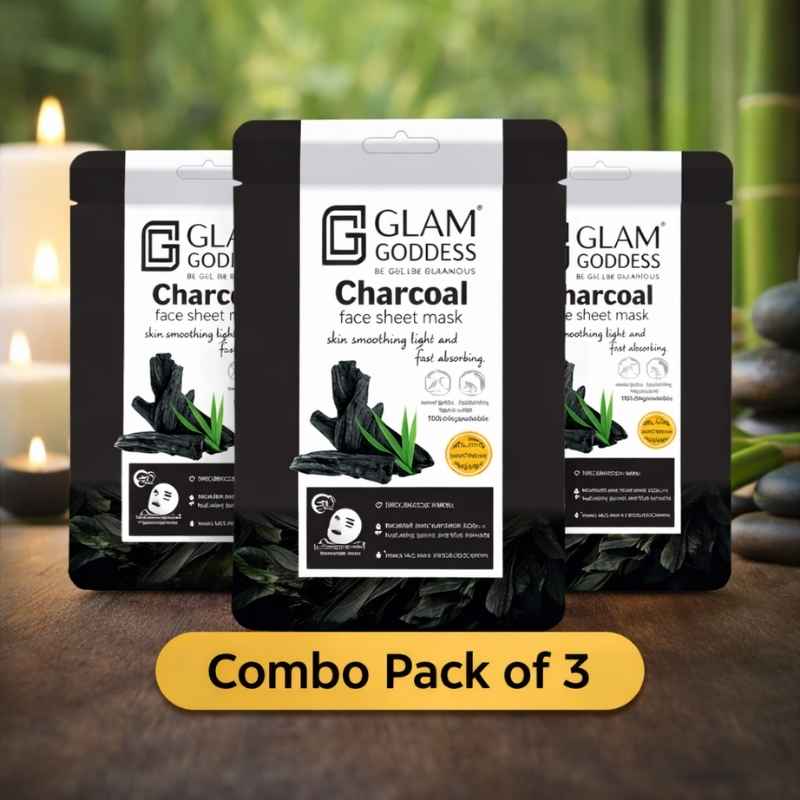 Glam Goddess Charcoal Face Sheet Mask With 3 Combo Pack