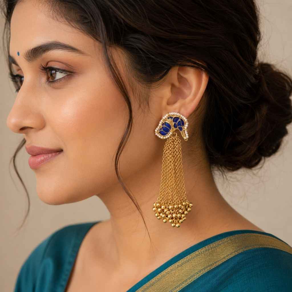 Traditional Kashmiri Gold Plated Jhumka Earrings For Women