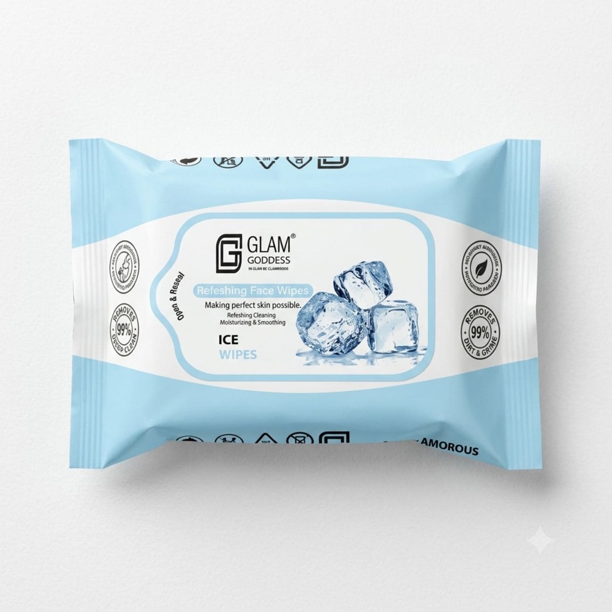 Glam Goddess Ice Cool Wet Face Wipes Set Of 2