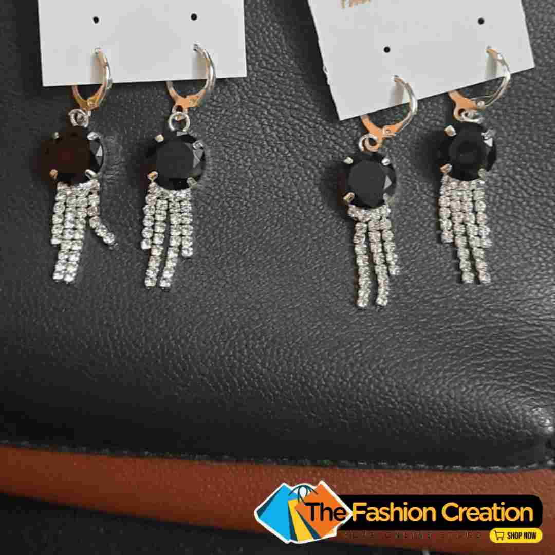 Lovely Black Studded Dangle Earrings For Girl (Combo)