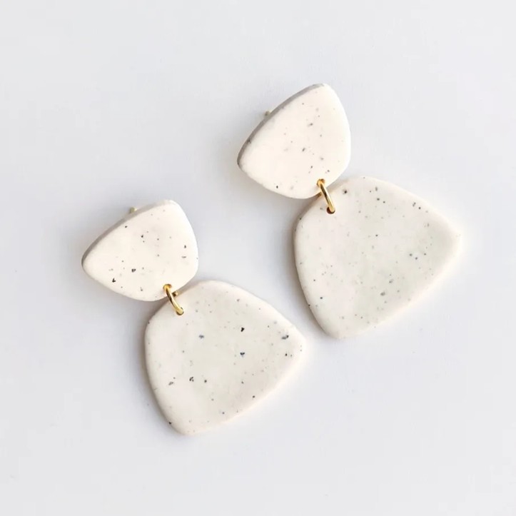 Casual Solid White Polymer Earring For Women