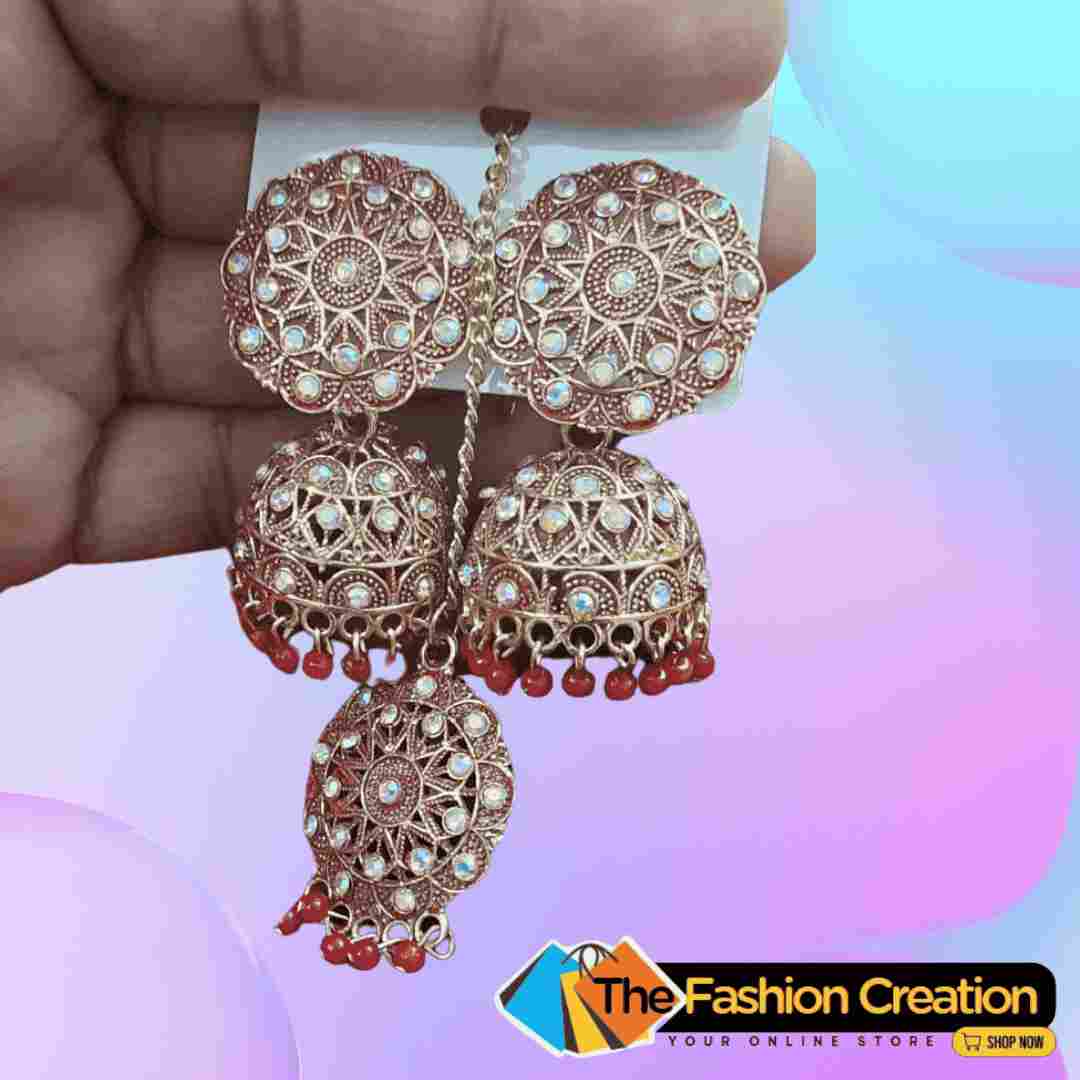 Lovely Oxidised Jhumka Earrings With Maang Tikka