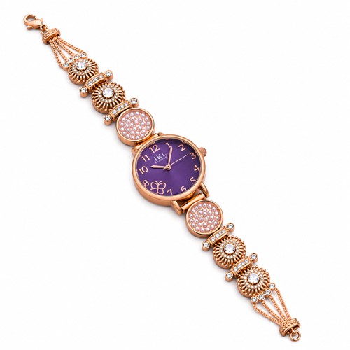 Luxury Purple Dial Rose Gold Bracelet Watch For Women