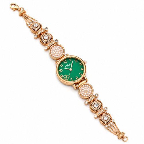 Luxury Green Dial Rose Gold Bracelet Watch For Women