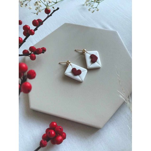 Handmade Love Letter Dangle Polymer Clay Earring For Women