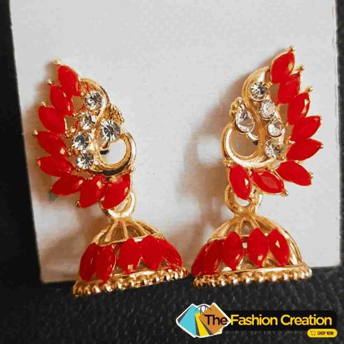 Beautiful Red Jhumki Earring For Girl