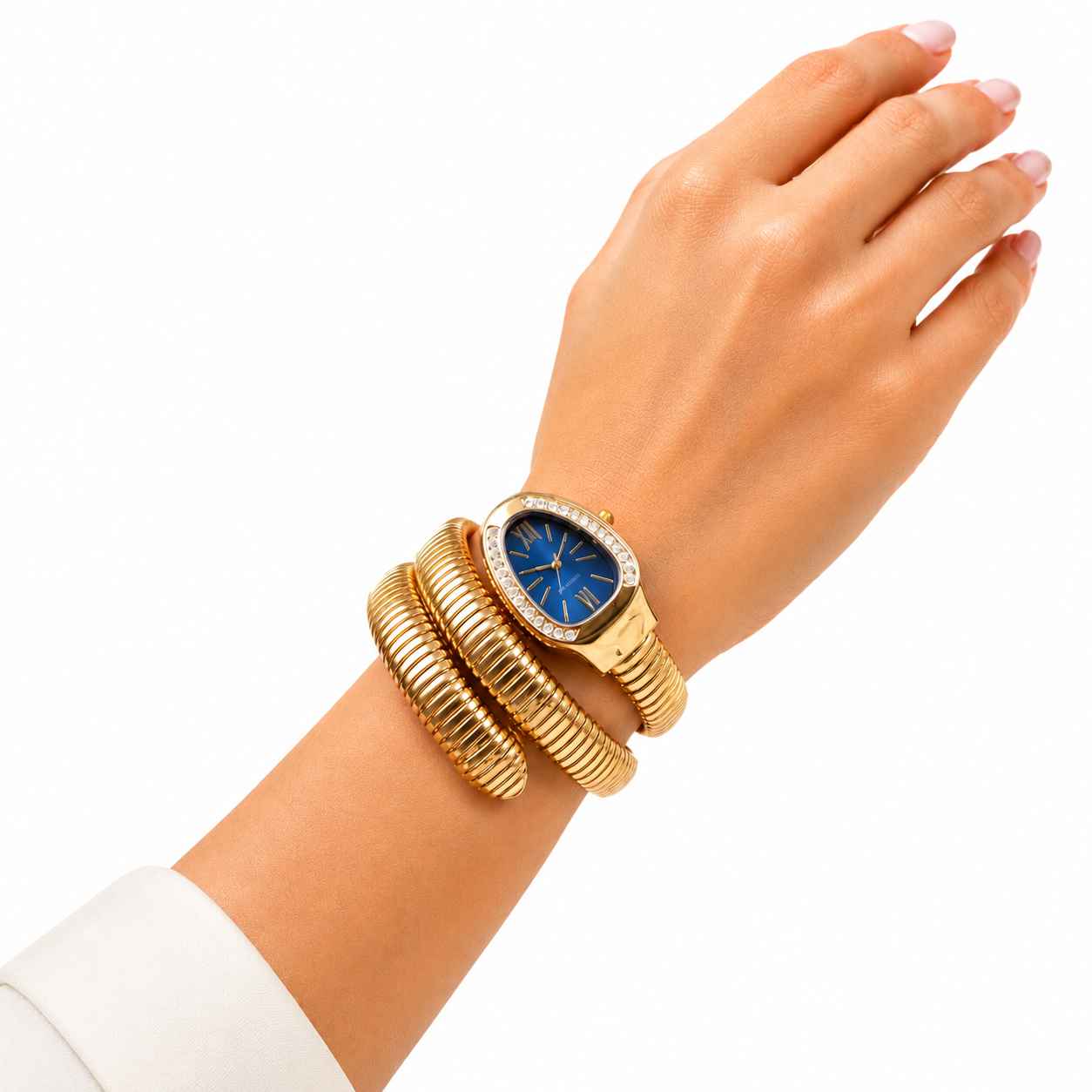 Luxury Royal Blue Snake Coil Watch For Women