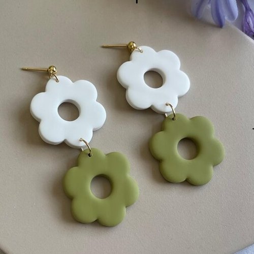 Two-Tone Handmade Polymer Clay Earring For Women