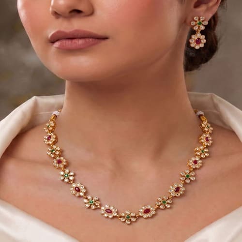 Artificial Flower Jewellery Set For Haldi And Mehendi For Girl